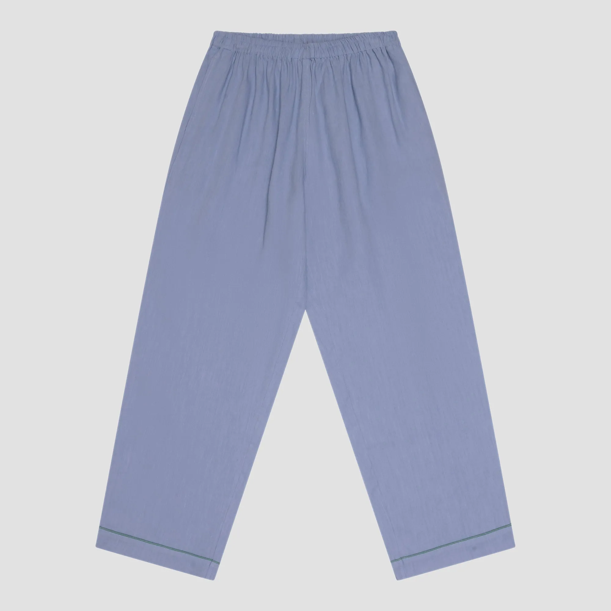 Wave Blue Linen Pajama pants Piglet In Bed