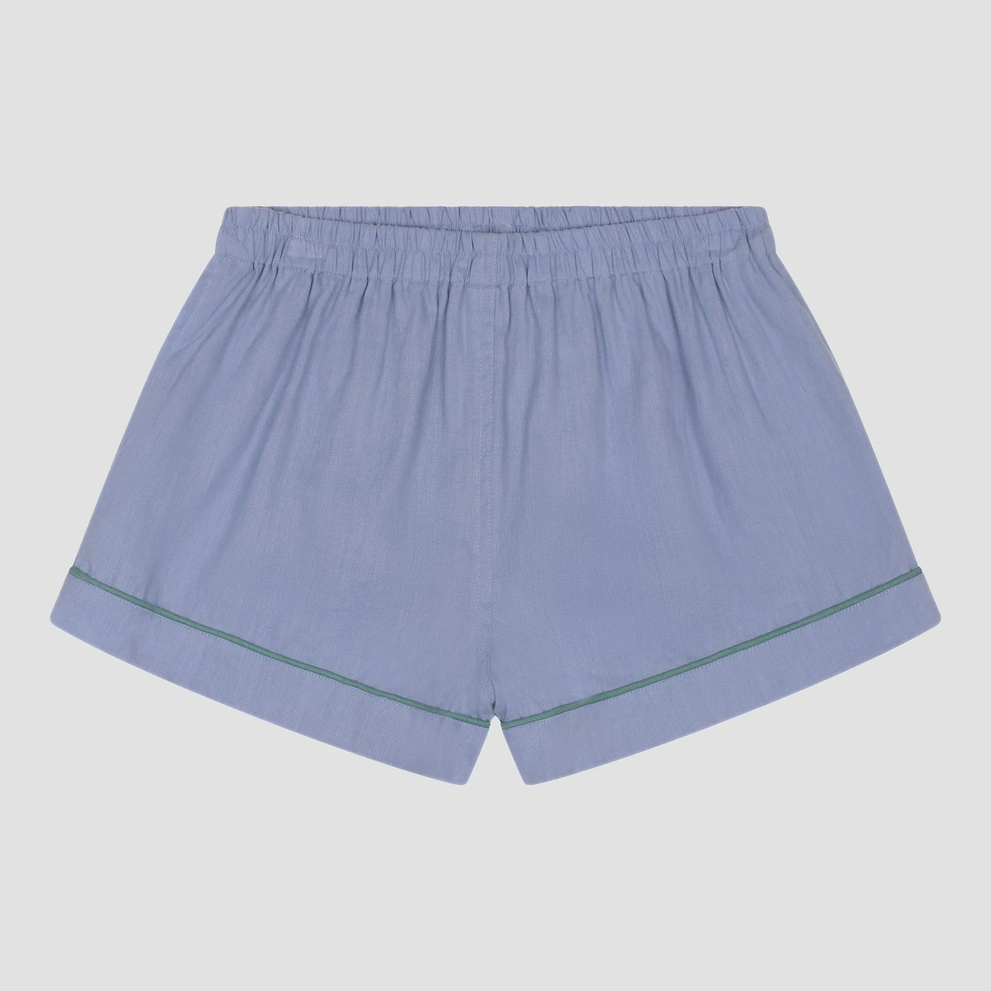 Wave Blue Linen Pajama Shorts Piglet In Bed