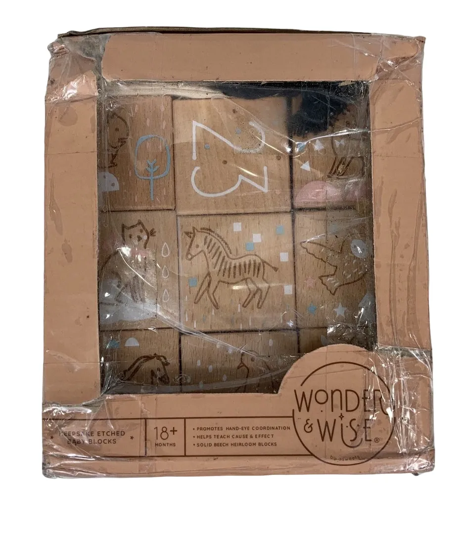 Wonder and Wise Keepsake Etched Baby Blocks