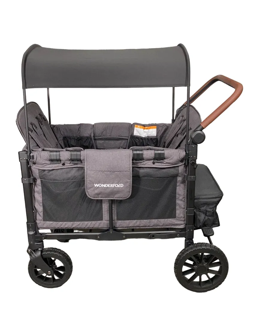 Wonderfold W4 Luxe Quad Stroller Wagon, Charcoal Grey with Black Frame, 2024