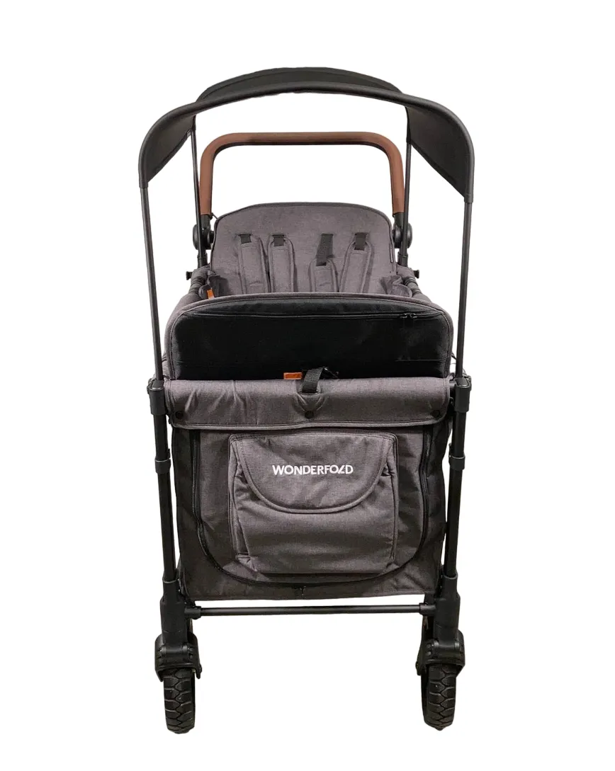 Wonderfold W4 Luxe Quad Stroller Wagon, Charcoal Grey with Black Frame, 2024