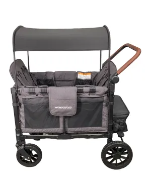 Wonderfold W4 Luxe Quad Stroller Wagon, Charcoal Grey with Black Frame, 2024