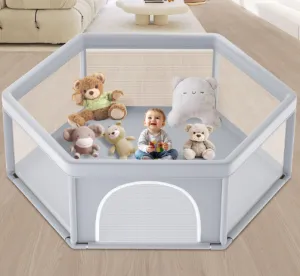 Zikopomi Hexagonal Baby Playpen 65"x65", Grey