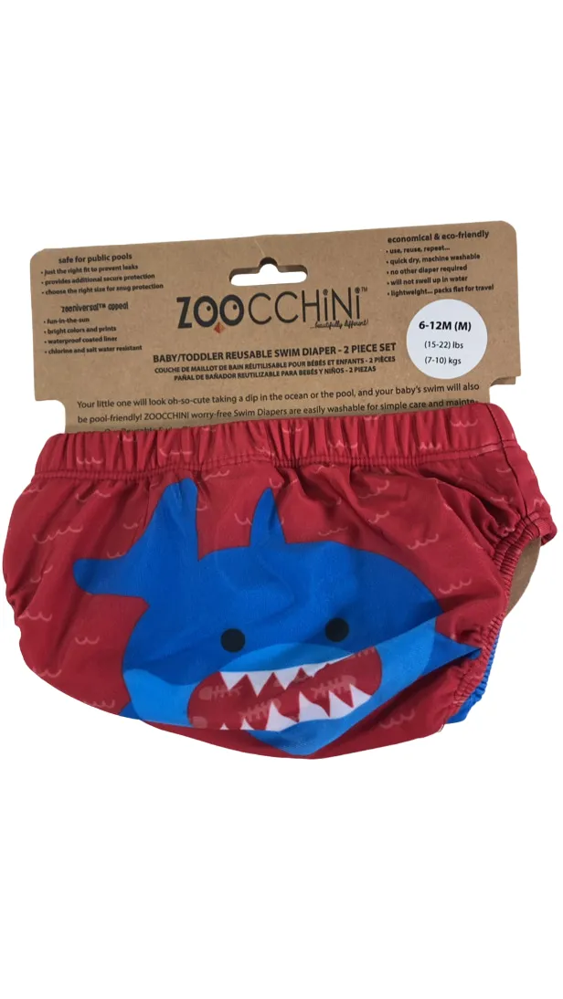 Zoocchini Reusable Swim Diaper Set, 6-12 Months, Sherman The Shark